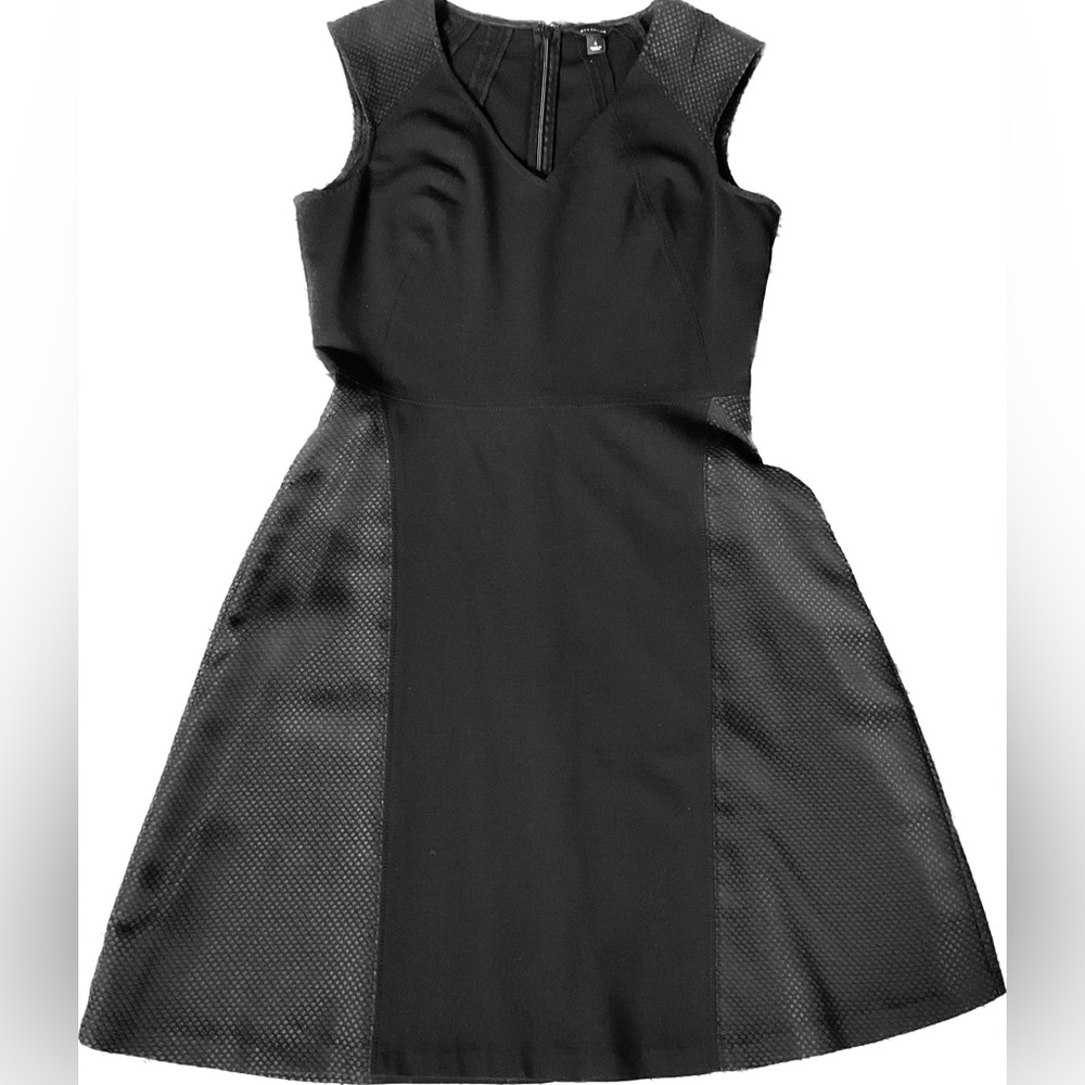 Ann Taylor LBD Black Dress w/ Faux Snake Accent Sleeveless & A-line Skir…